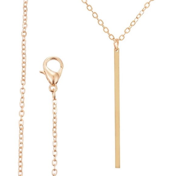 NEW!💙💎💛GOLDEN! LONG BAR NECKLACE!💛💎💙MODERN! - Picture 4 of 8